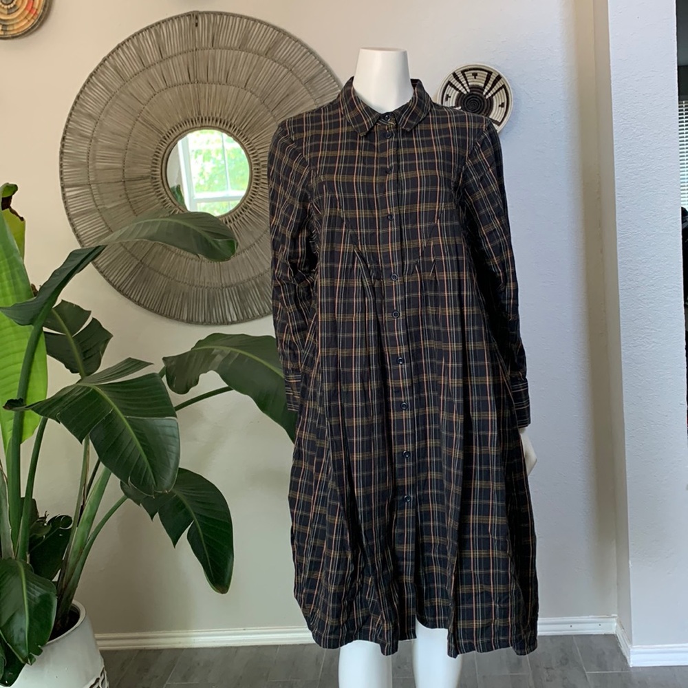 TOAST Swingy MIDI Dress in Navy Blue